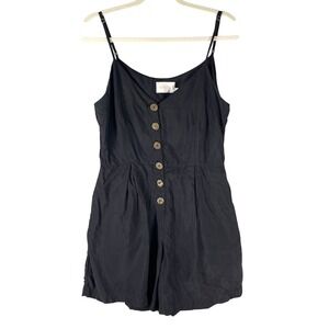 Sancia Romper Womens Medium Black Excellent Cupro Button Front Pockets Strappy